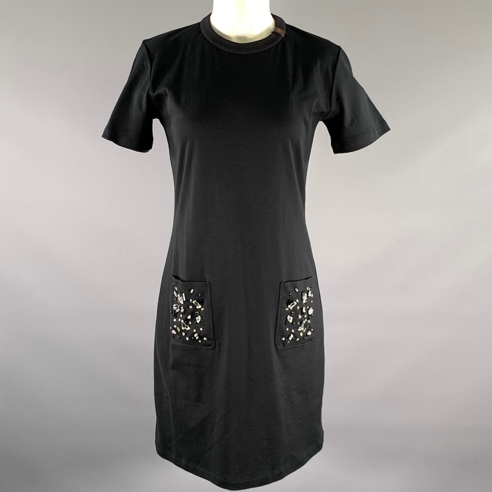 LOUIS VUITTON Size M Black Cotton Knee-Length Dress